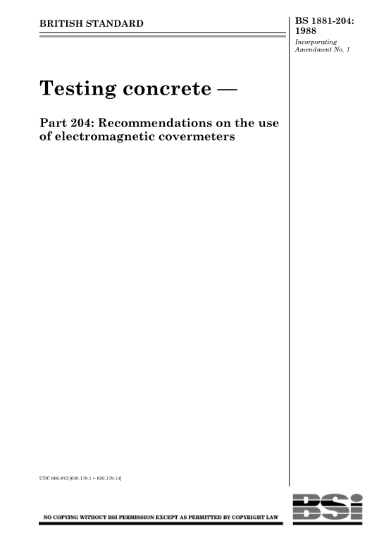 norma britânica BS 1881-204:1988 – Testing concrete. Recommendations on the use of electromagnetic covermeters