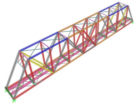 View of a structural model of the railway bridge over the Mearim River used in computational analysis.